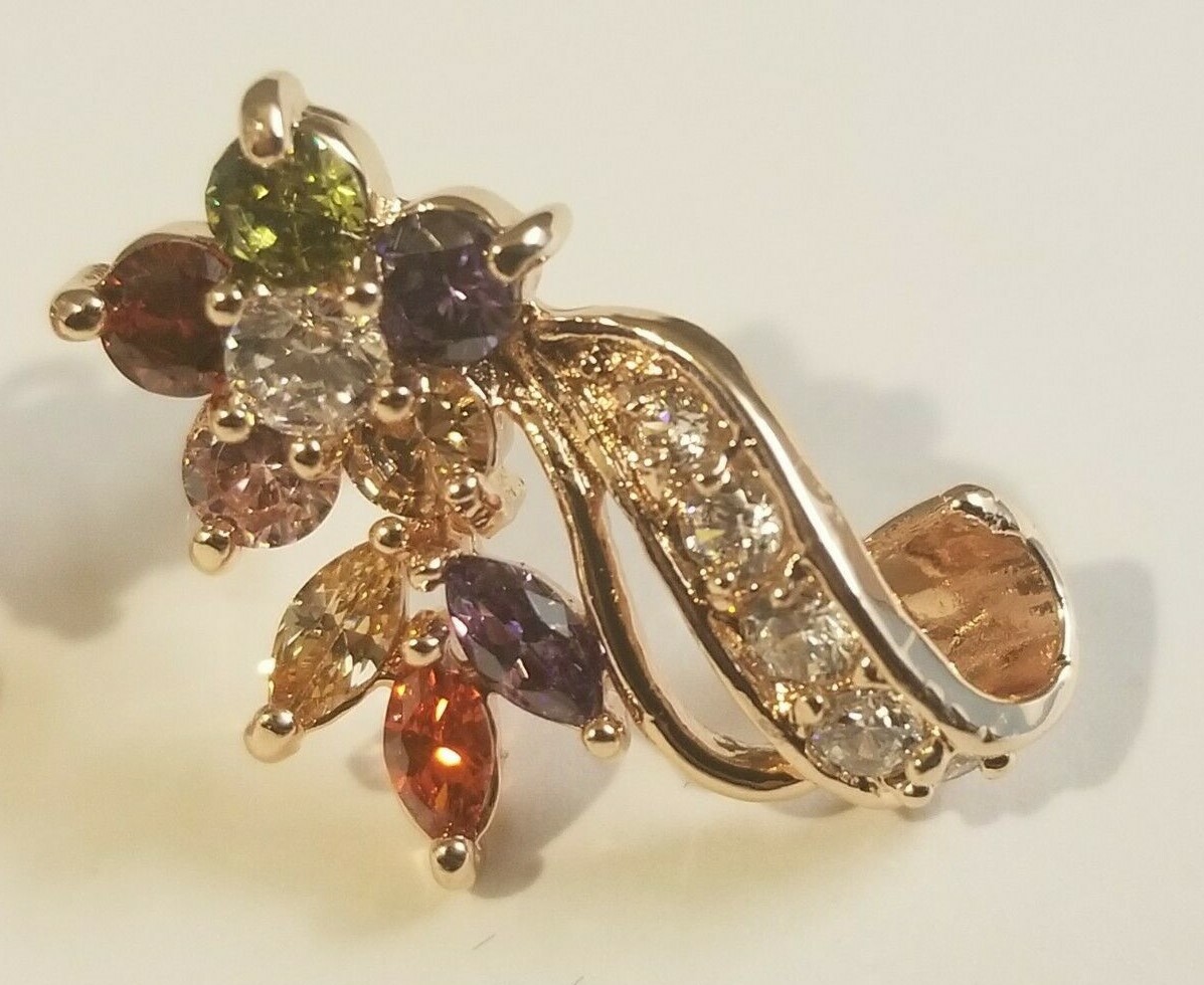 Rose Gold Overlay Beautifully Lab Created Multicolor Stone Earrings