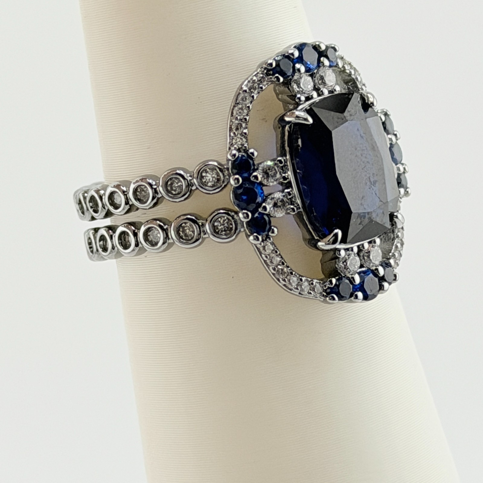 Bomb Party September Ring Sz 8 “Never Meek” Lab Created Sapphire on Hematite