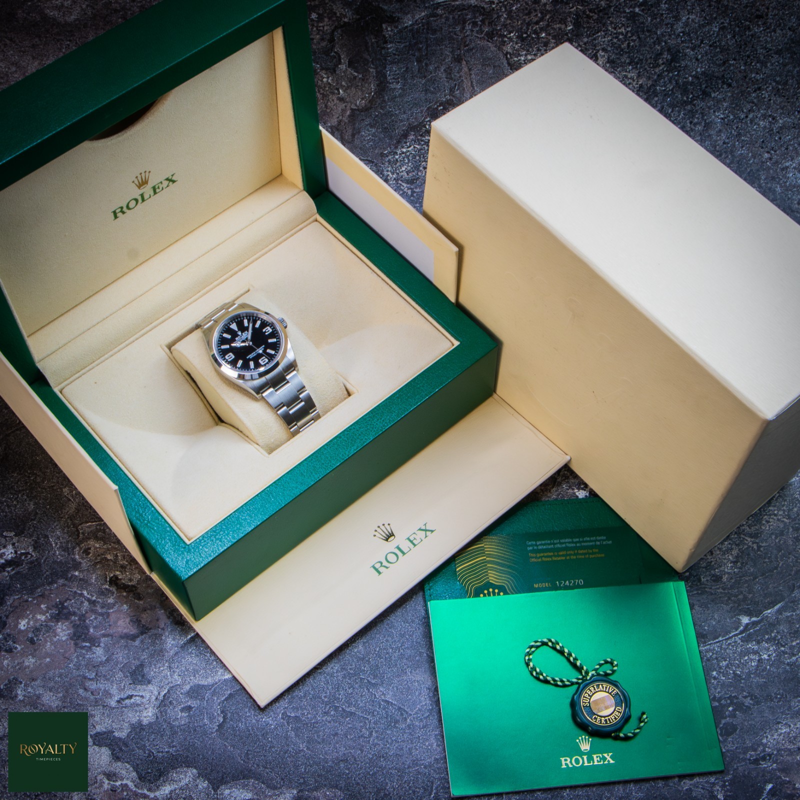 Rolex Explorer 36 124270 Explorer I 2023 Box & Papers Oystersteel Black Dial