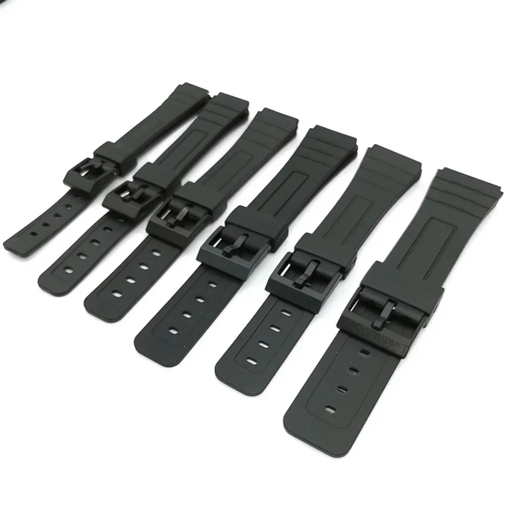 12/14/16/18/20/22mm Resin Silicone Strap Universal Black Watch Band for Casio