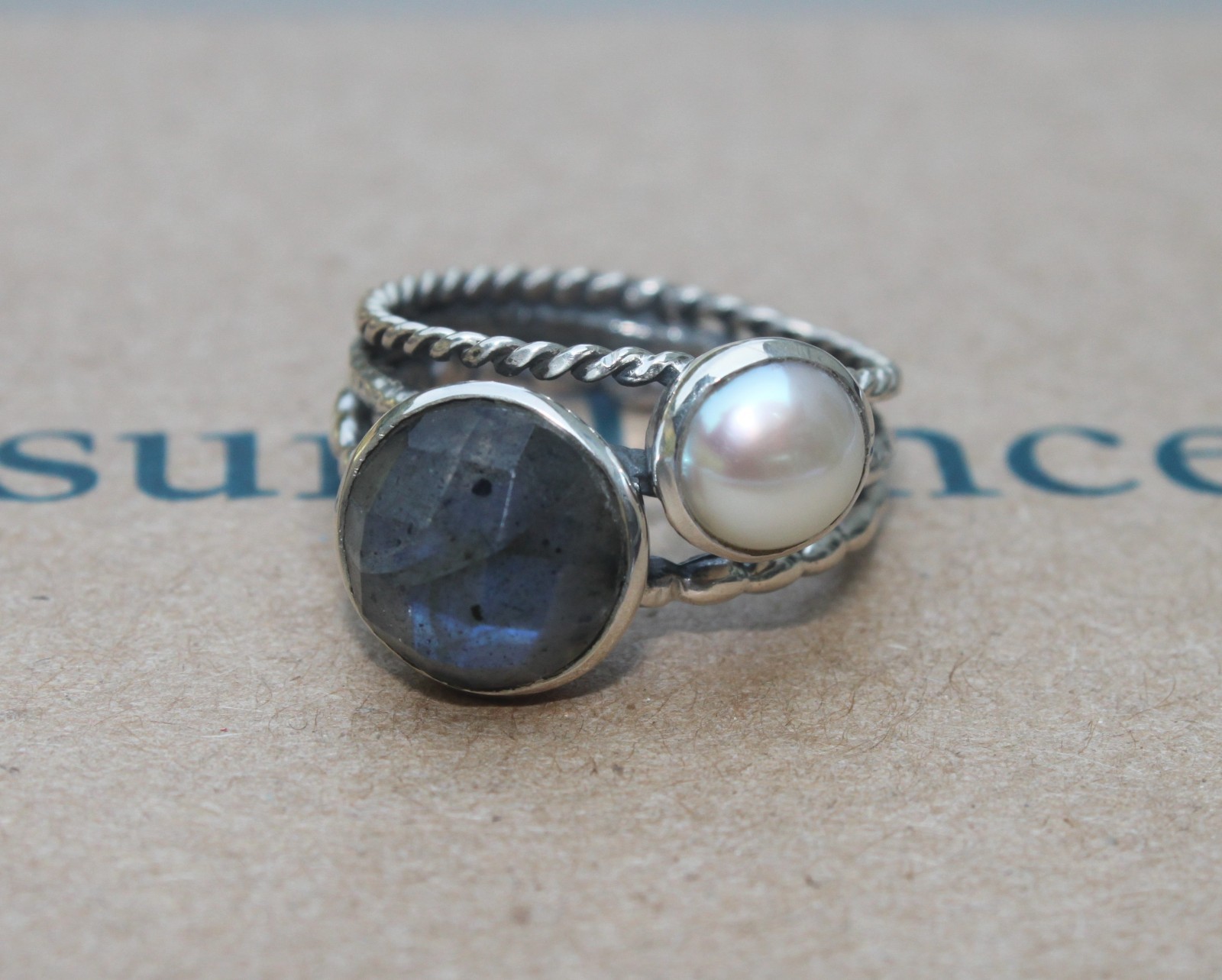 SUNDANCE Catalog Sterling Silver Labradorite “Piccadilly Circus” Ring Sz 8 NIB