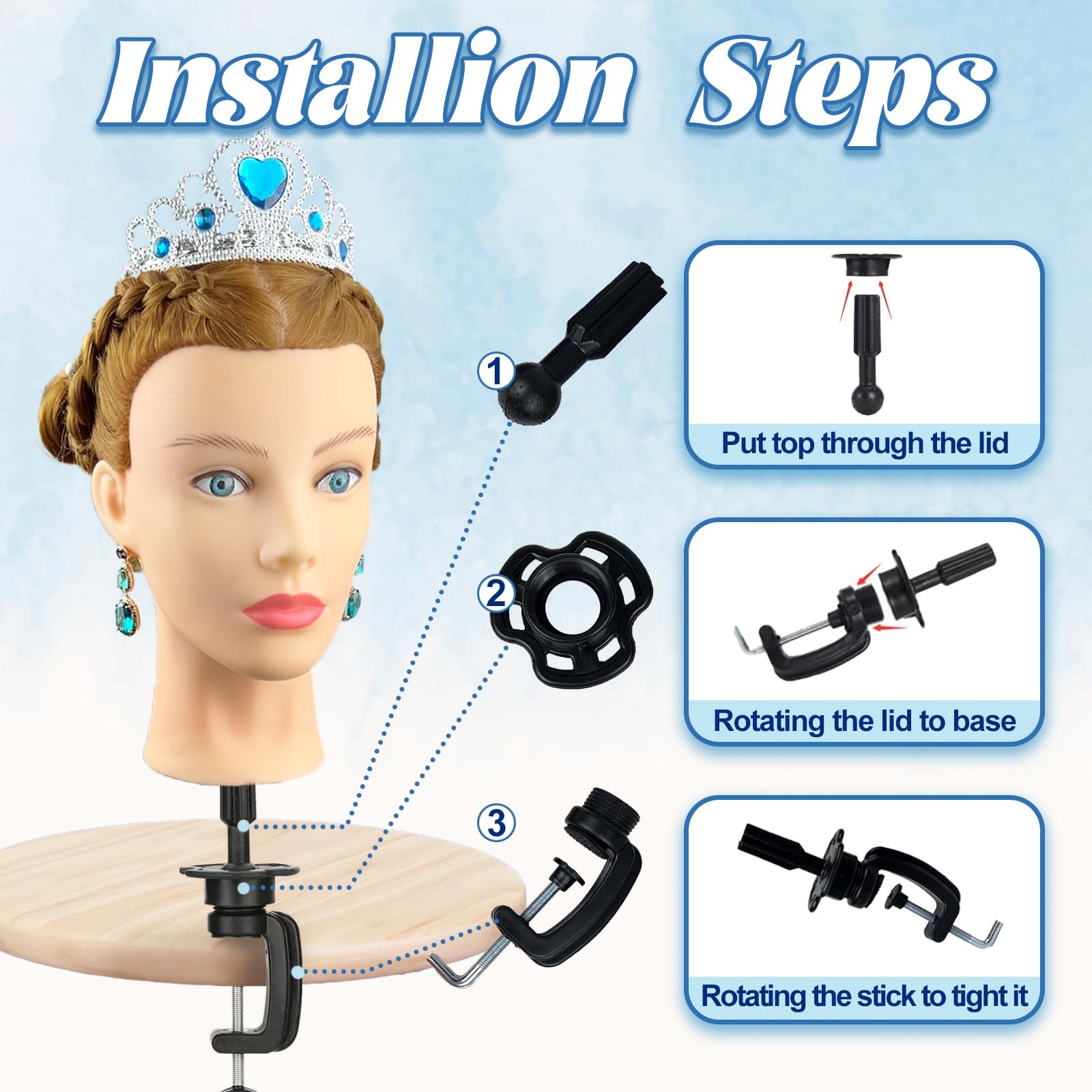 Mannequin Head Human Hair- Cosmetology Manikin Doll Head with 80% Real Hair for