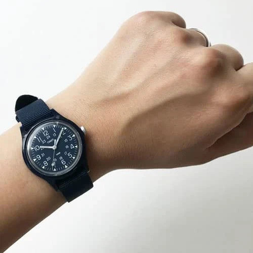 Timex MK1 Ladies’ 29mm Blue Dial 24-Hour Fabric Strap Watch TW2T33800VQ New