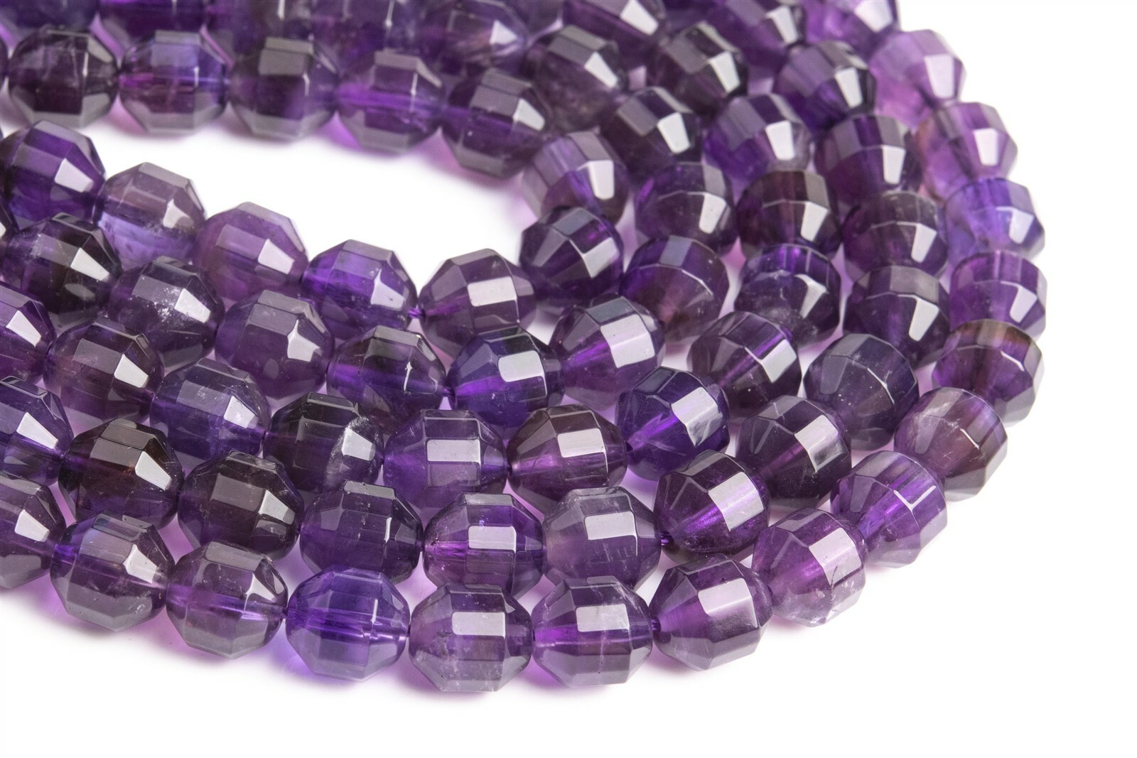 9-10x9MM Amethyst Faceted Bicone Barrel Drum Grade AA Genuine Natural Loose Bead