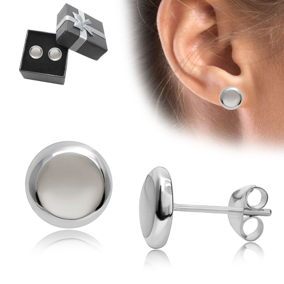Ladies 925 Silver Mother of Pearl Round Stud Earrings – Gift Idea – Jewellery Elegant