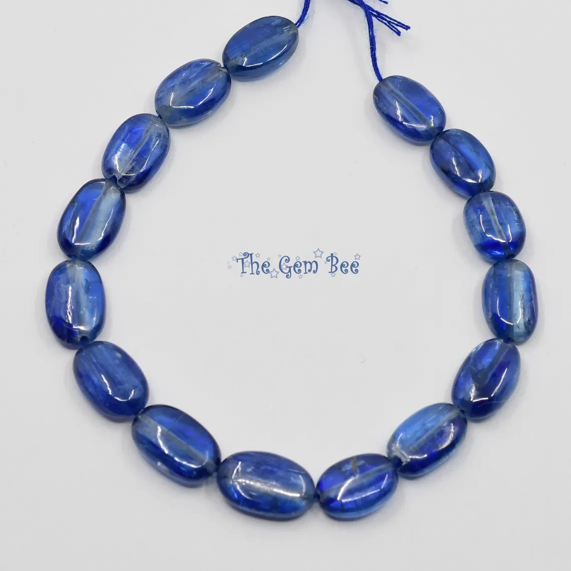 100% natural Kyanite Sapphire Blue Smooth Oval Nuggets Beads 6 inch strand