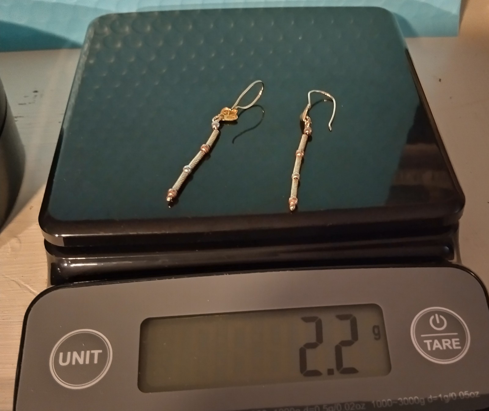 10k Tricolor Earrings 2.25 Inches Long And 2.2 Grams gold
