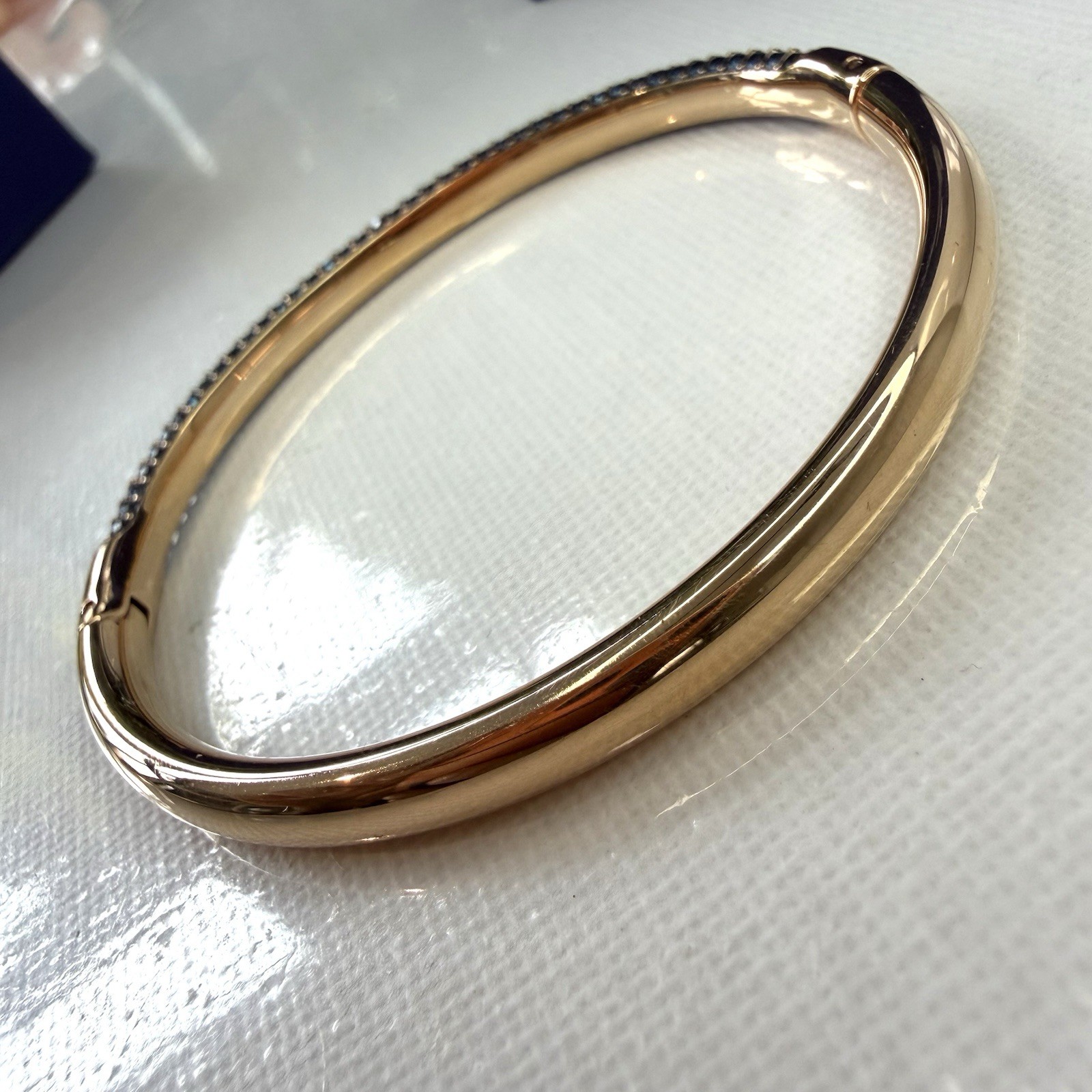 Swarovski Sublima Bangle Size Medium Bracelet Navy Crystals Rose Gold Plated