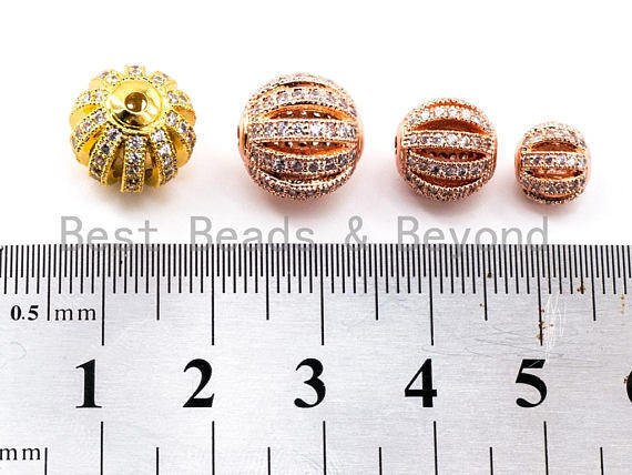 CZ Shamballa Round Cage Spacer Beads for Jewelry Making, 8/9.5/12mm – sku#G302