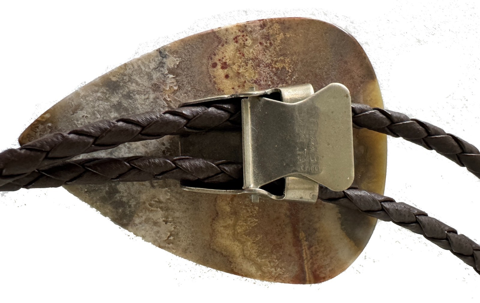 Vintage 1950s Plume Agate Bolo Tie Western Bolo Tie