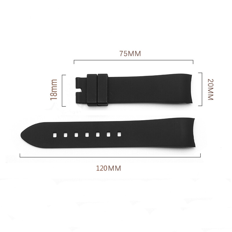 Universal Curved End Silicone Bracelet Waterproof Watch Band Strap 18mm-24mm
