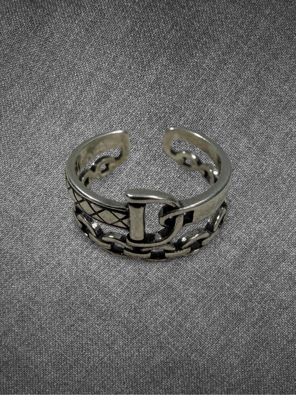 Sterling Silver Zipper Chain Adjustable Ring