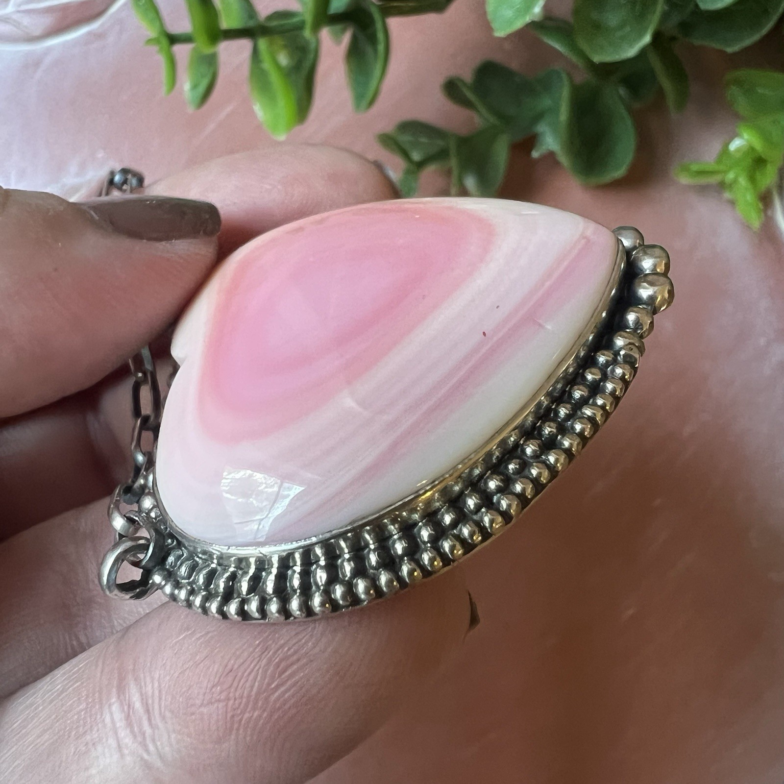 Large Queen Conch Shell Heart Necklace Sterling Silver Statement | Southwestern