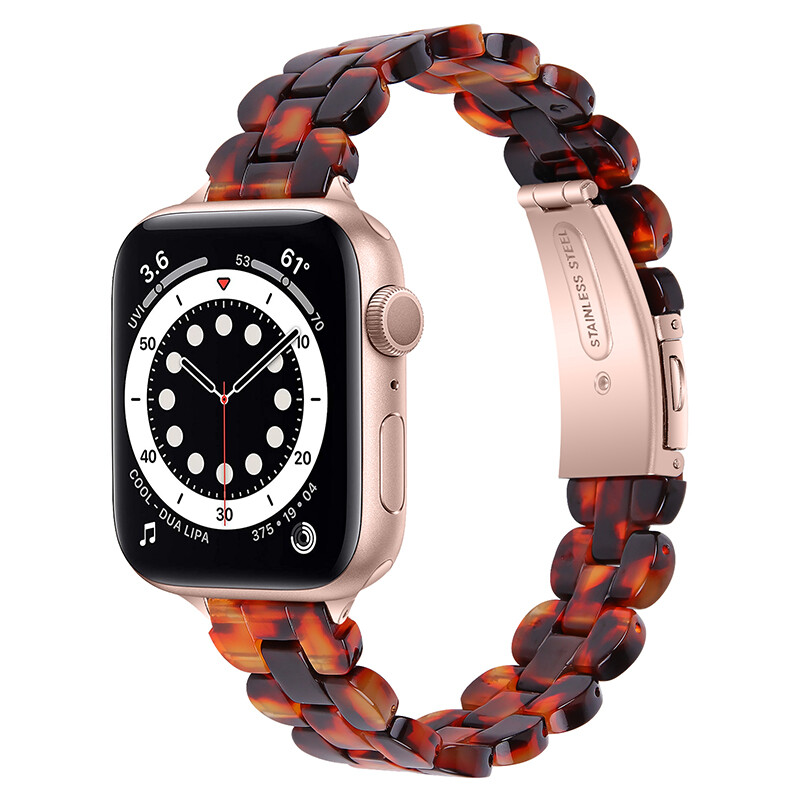 For Apple Watch Ultra 8 7 SE 6 5 4 Women Resin Stainless Steel Watch Strap Band
