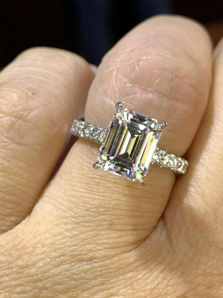 3Ct Lab-Created Diamond Double Under Halo Engagement Ring 14K White Gold Finish