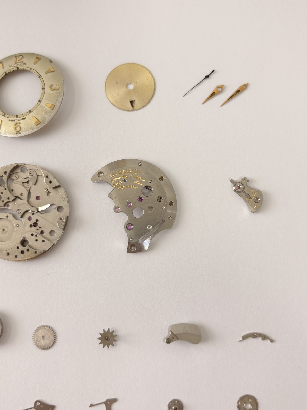 Jaeger LeCoultre Cal 814 Memovox Alarm Movement Part Balance Fork Barrel Wheel 2