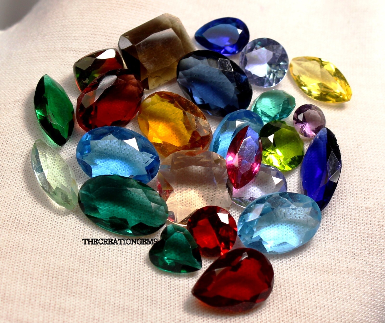 Lab created Mixed Semi-precious Gemstones Lot with multiple shapes sizes n Color