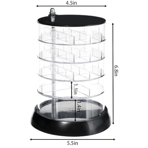 Clear 360 Degree Rotating Acrylic Jewelry Organizer for Dresser,Small Black