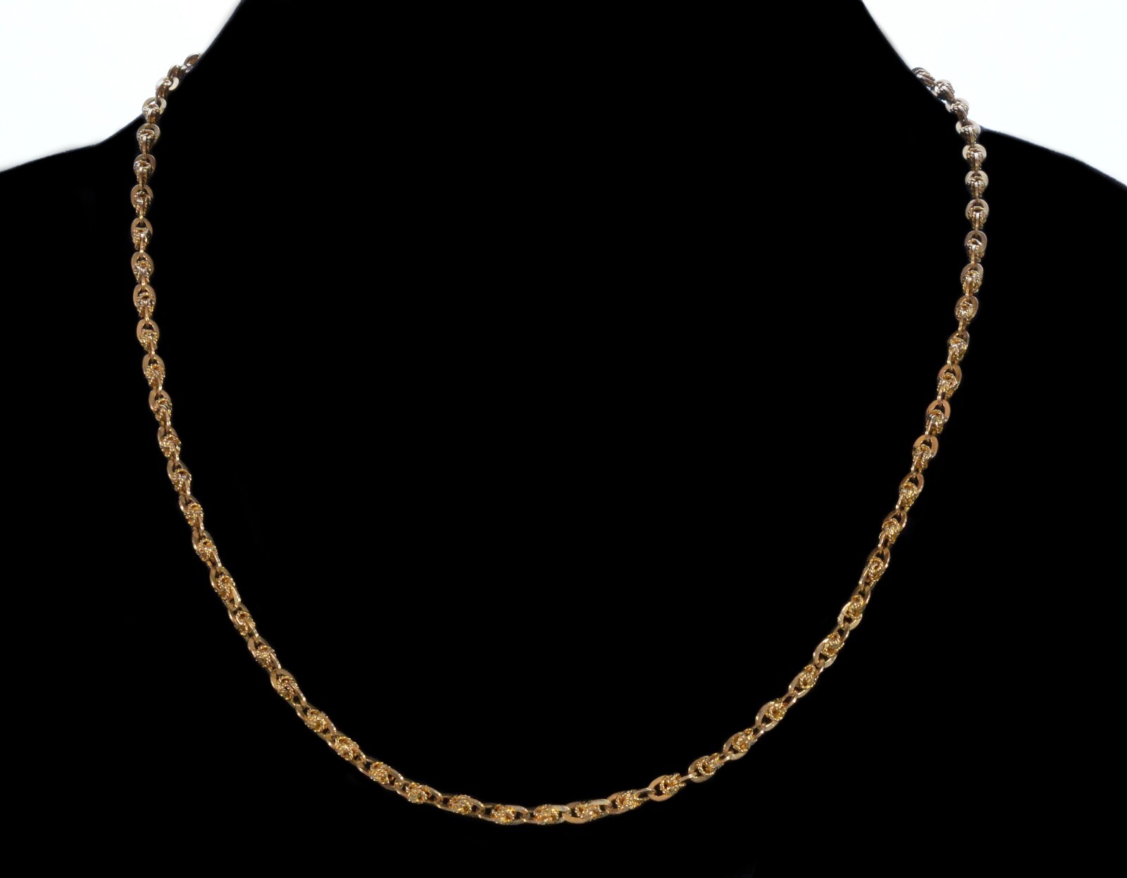 ANTIQUE VICTORIAN 10K GOLD FANCY LINK CHAIN NECKLACE 19 1/2″ C.1890 003873
