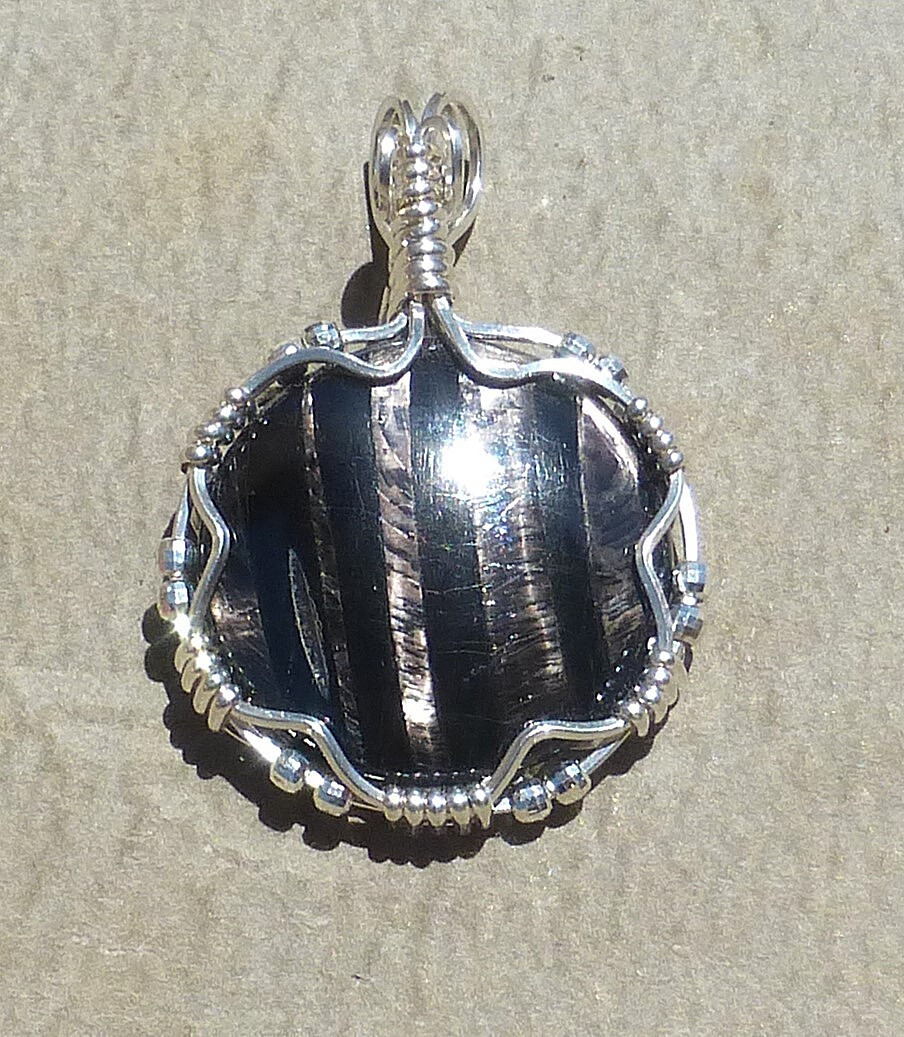 Natural Hypersthene cabochon in Sterling silver PENDANT (Stone 33.5 TCW)