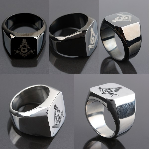 Freemasonry Shack Free Mason Ring Choose(1)Steel Black Silver Gold Masonic Rings