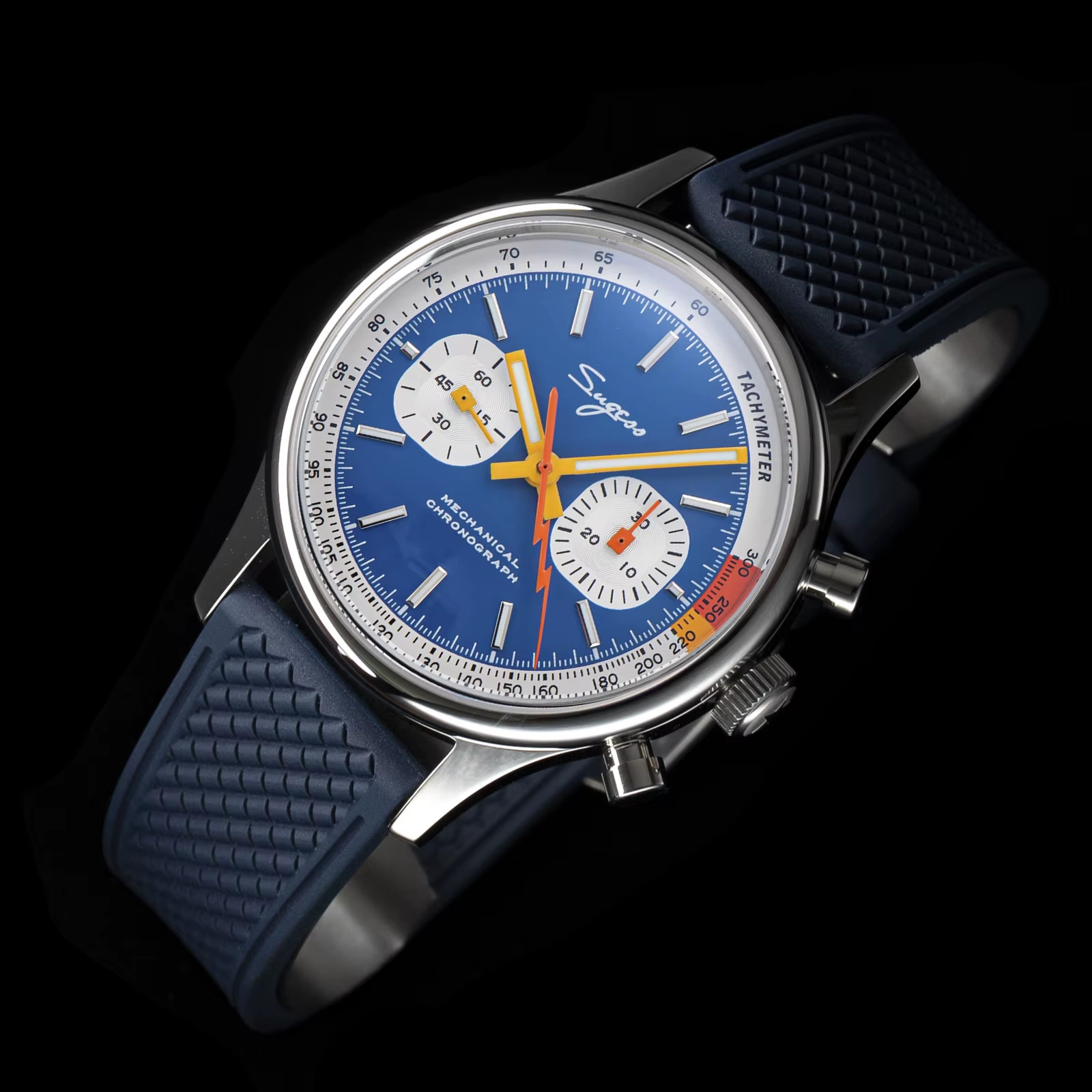 Sugess Seagull 1963 40mm STI1908 Mechanical Chronograph Blue Dial Men’s Watch