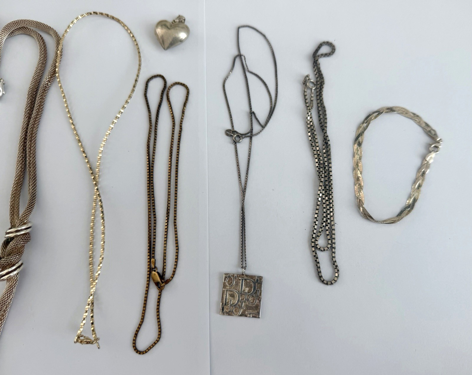 Substantial Vintage 925 Sterling Silver Jewelry Lot 8pcs 114g Necklaces Bracelet