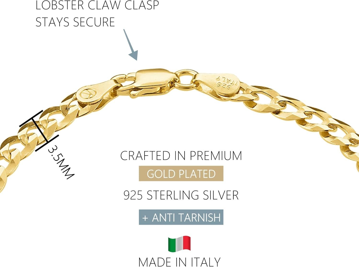 Curb, Figaro, Mariner Chain Bracelets for Women | 925 Silver