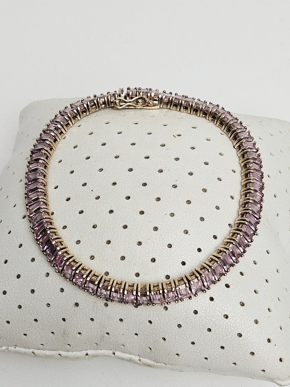 Pink CZ Tennis Bracelet 925 Sterling Silver 22.4g 8″