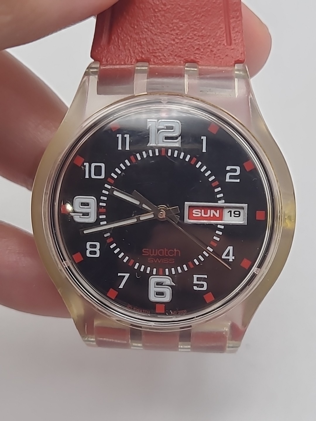 Vintage Swatch Analog Quartz Mens Watch “Ruby Touch” New Battery Working