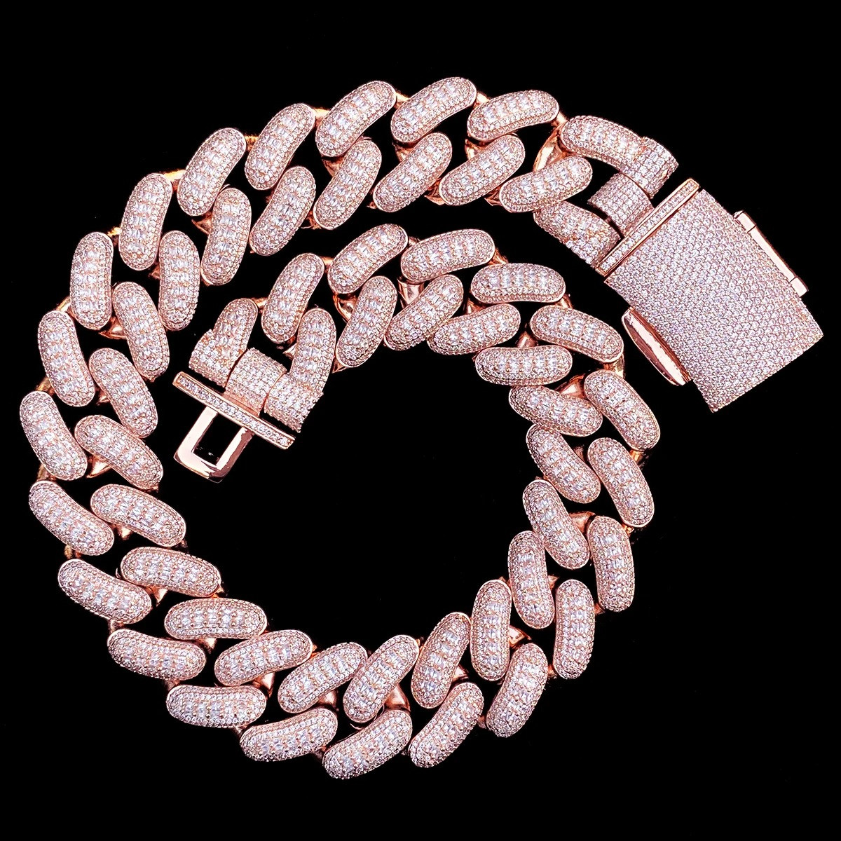 5AAA+ CZ Ice Out Hop Hip Bling Miami Cuban Chain 14k Real Gold Plated 32MM