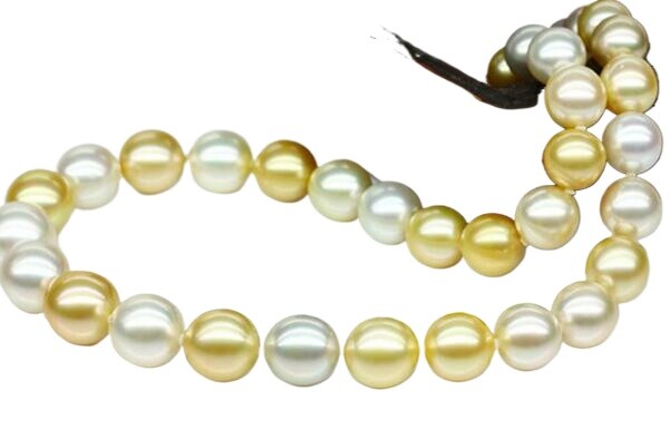 Huge 17″12-15mm Natural South Sea Genuine White Golden Round Pearl Necklace 2886