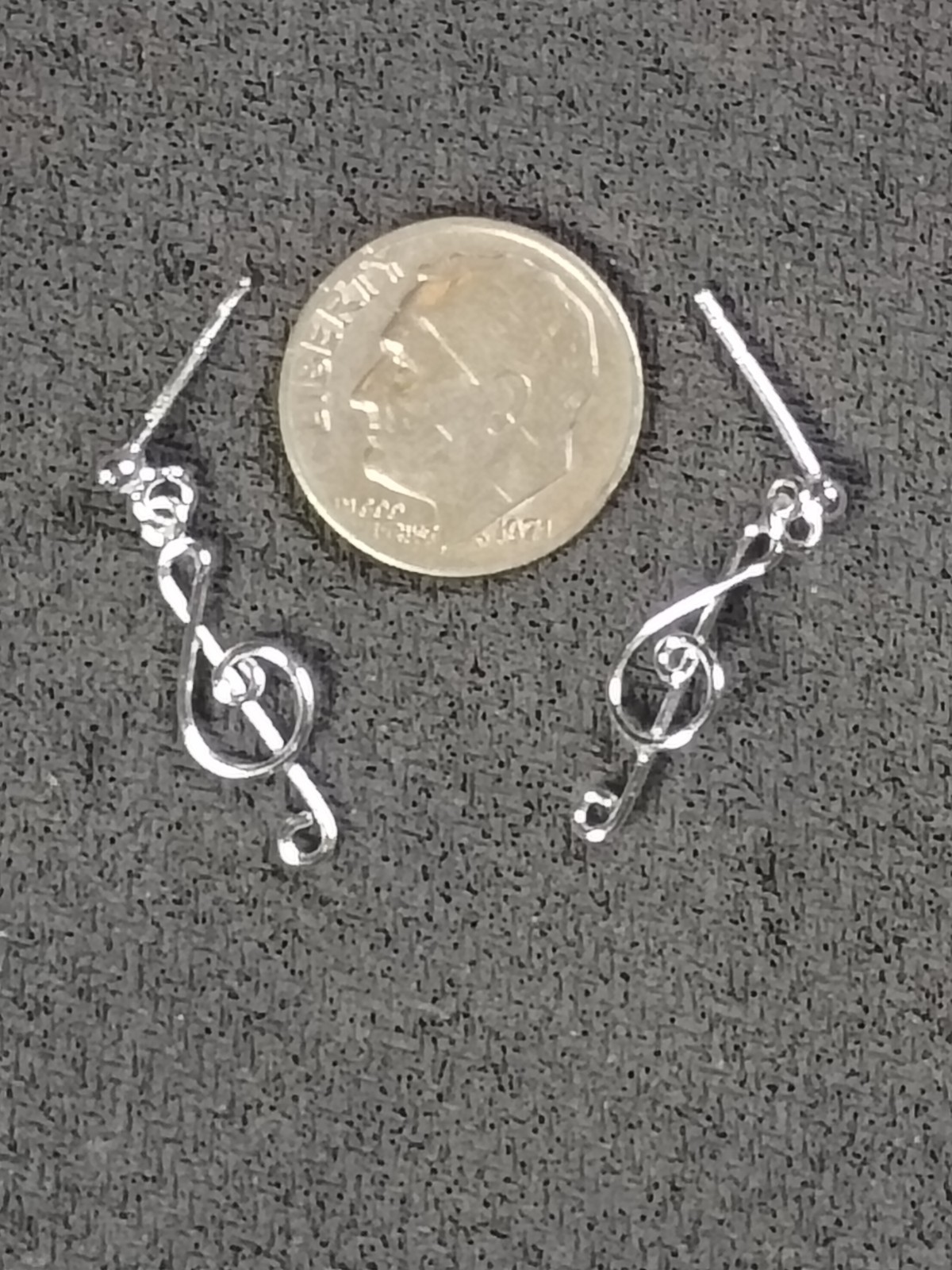 Elegant Sterling Silver Treble Clef Dangle Earrings – Musical Note