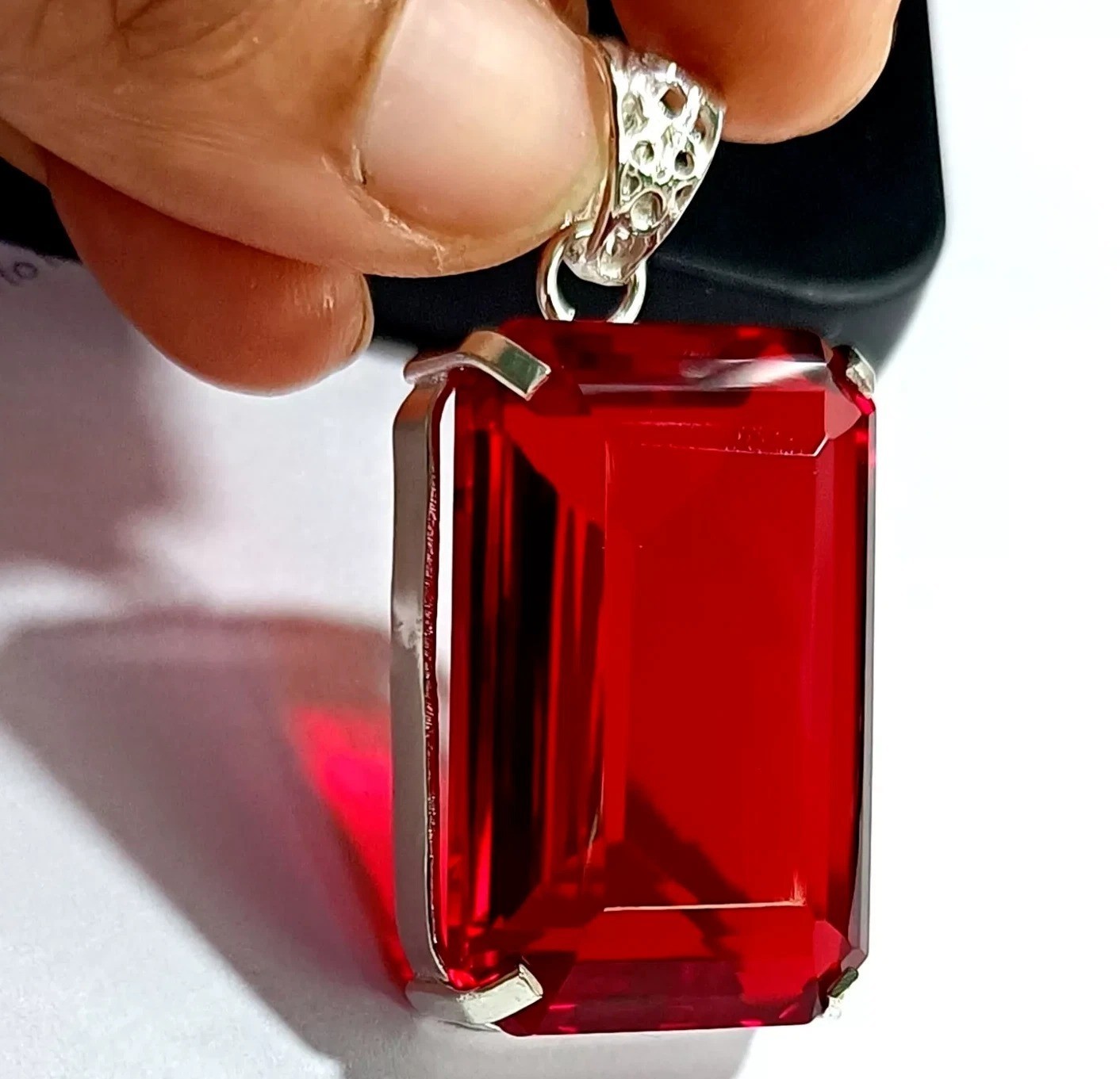 Mozambique Garnet Gemstone Handmade 925 Sterling Silver Jewelry Pendant 2.0″