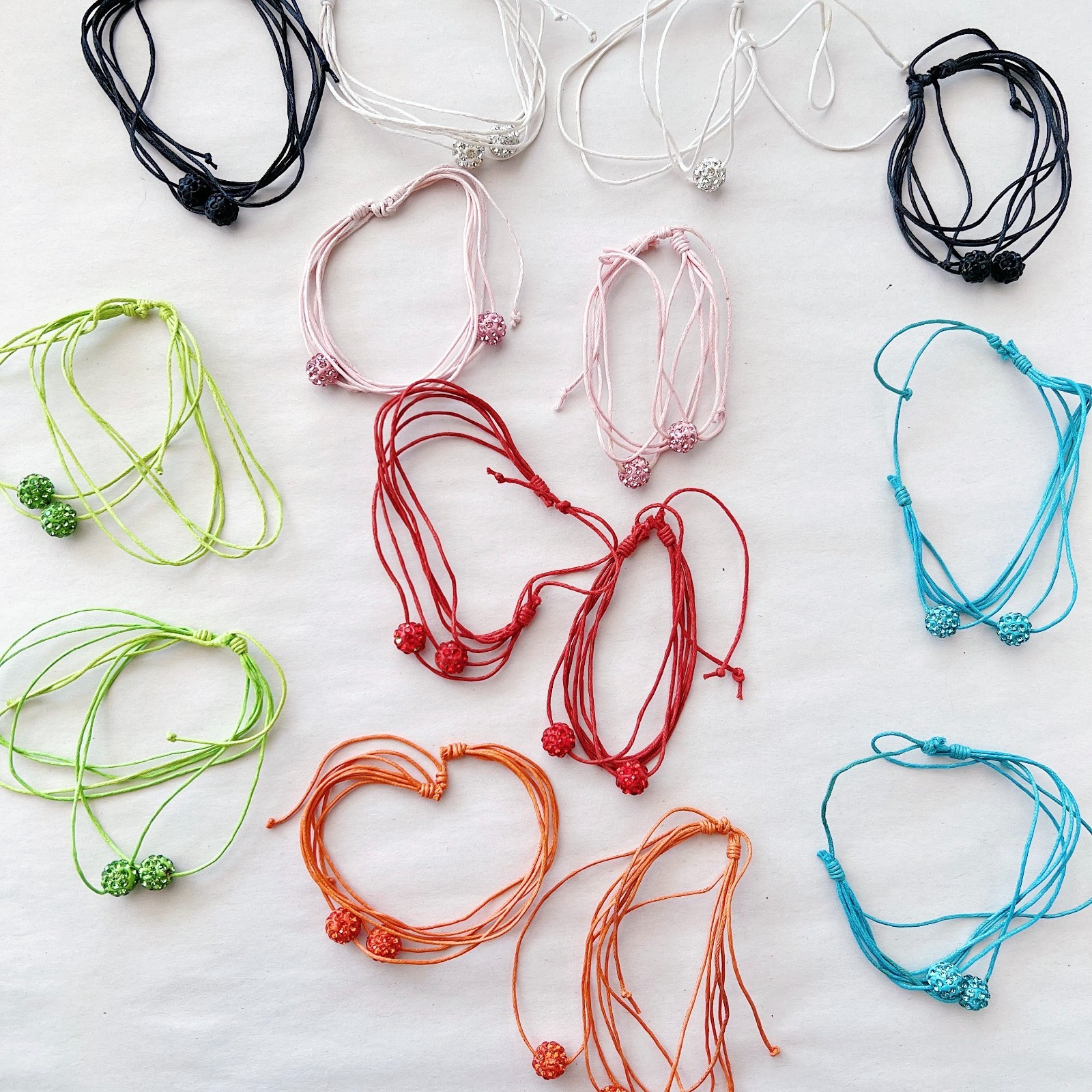 String Bracelets – YOU PICK: Red, Pink, Orange, Black, White, Green, Blue