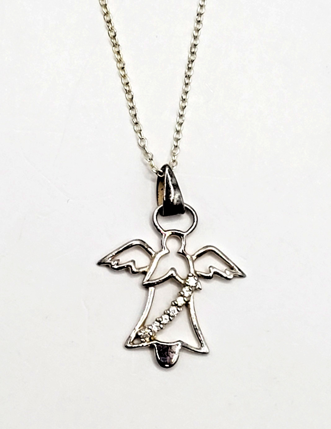 Praying Guardian Angel Pendant Necklace 18″ Chain 925 Sterling Silver