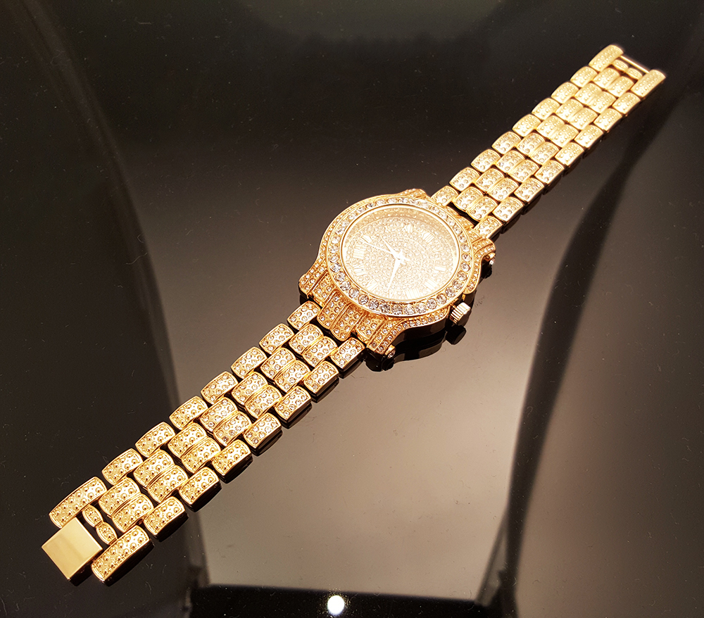 Men Hip Hop Iced Gold PT Rapper’s Bling Luxury Lab Diamond Clubbing Metal Watch