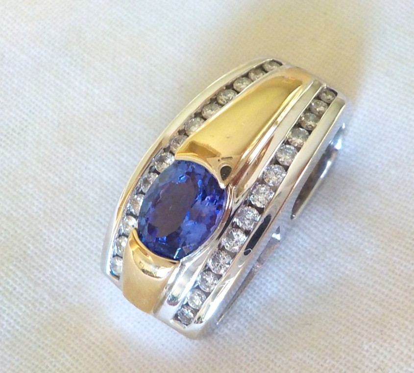 Heavy Levian 14K Multi Gold Tanzanite Diamond Pendant – 8.54 gm, 0.95 in, 1.59ct
