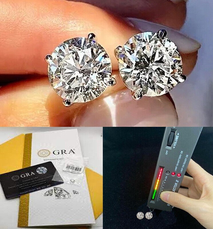 GRA Certified D Color VVS1 Moissanite Stud Earrings Women 925 STERLING SILVER