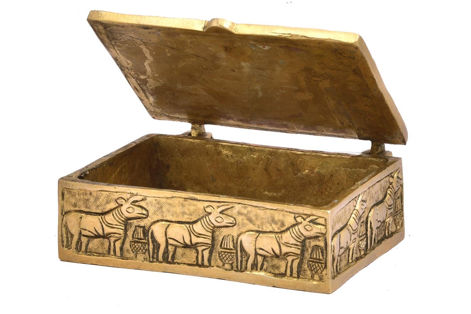 Handcrafted Vintage Style Brass Mohenjo Daro Jewelry Storage Box Pack of 1 Pcs,