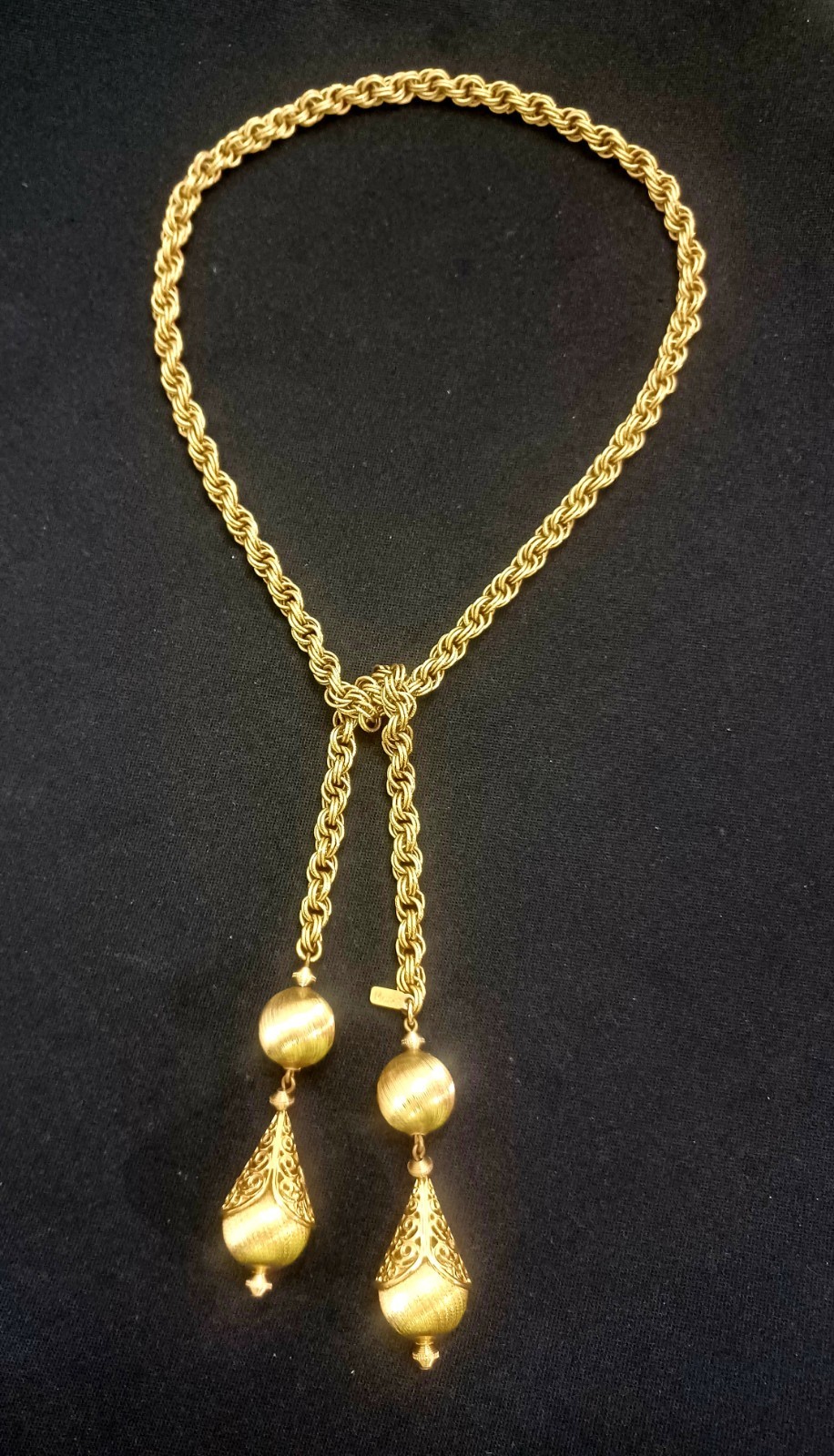 VTG 1961 Monet Bolero Gold Tone Lariat Necklace The Master Jewelers Book Piece