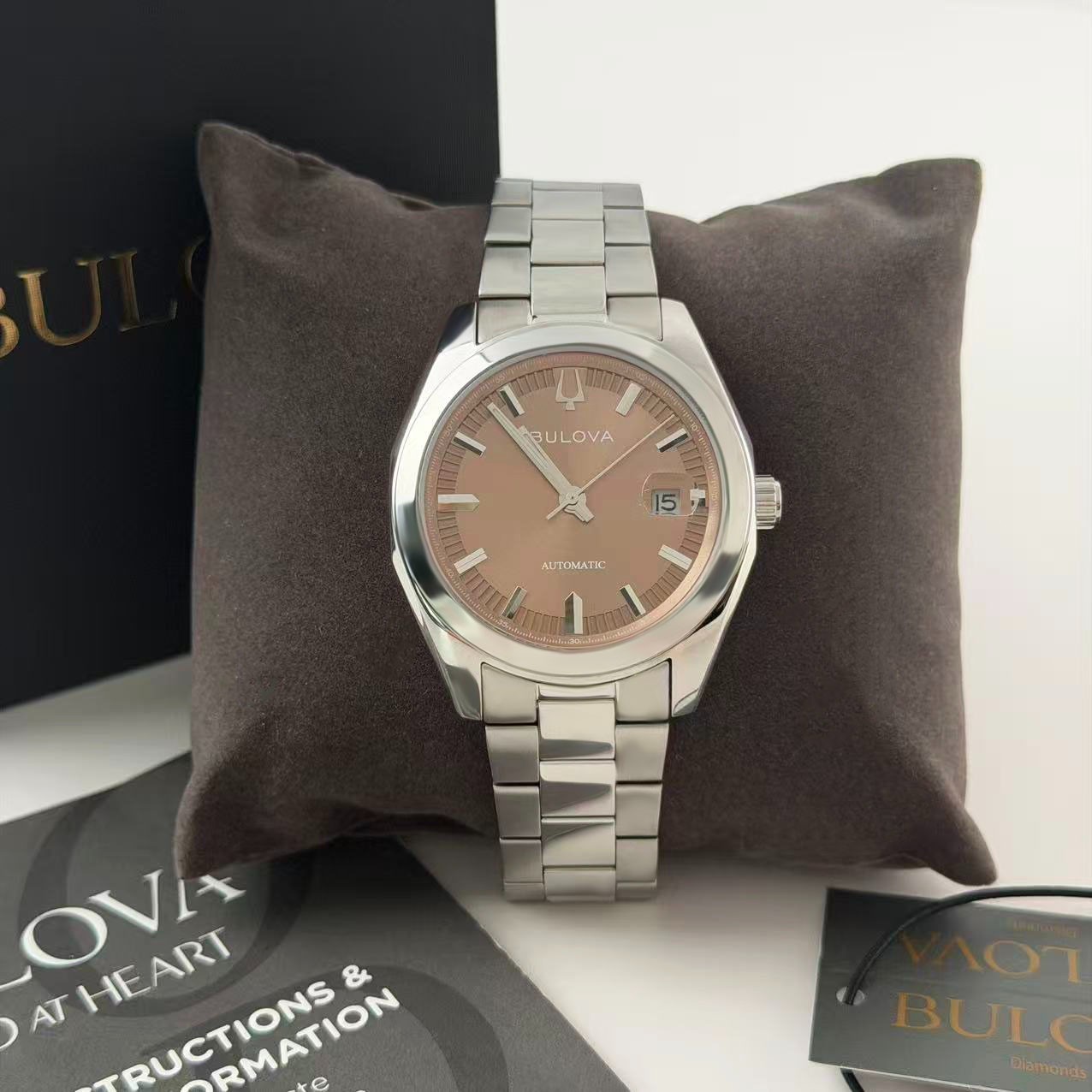 Bulova Surveyor Brown Dial Stainless Steel Men’s Automatic Watch 96B470 39 mm