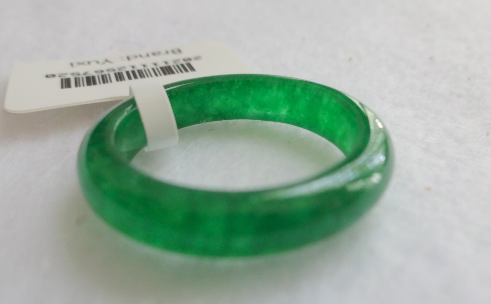 Chinese Natural Grade A Translusent Apple Green Jade Nephrite Ring Size 7.5