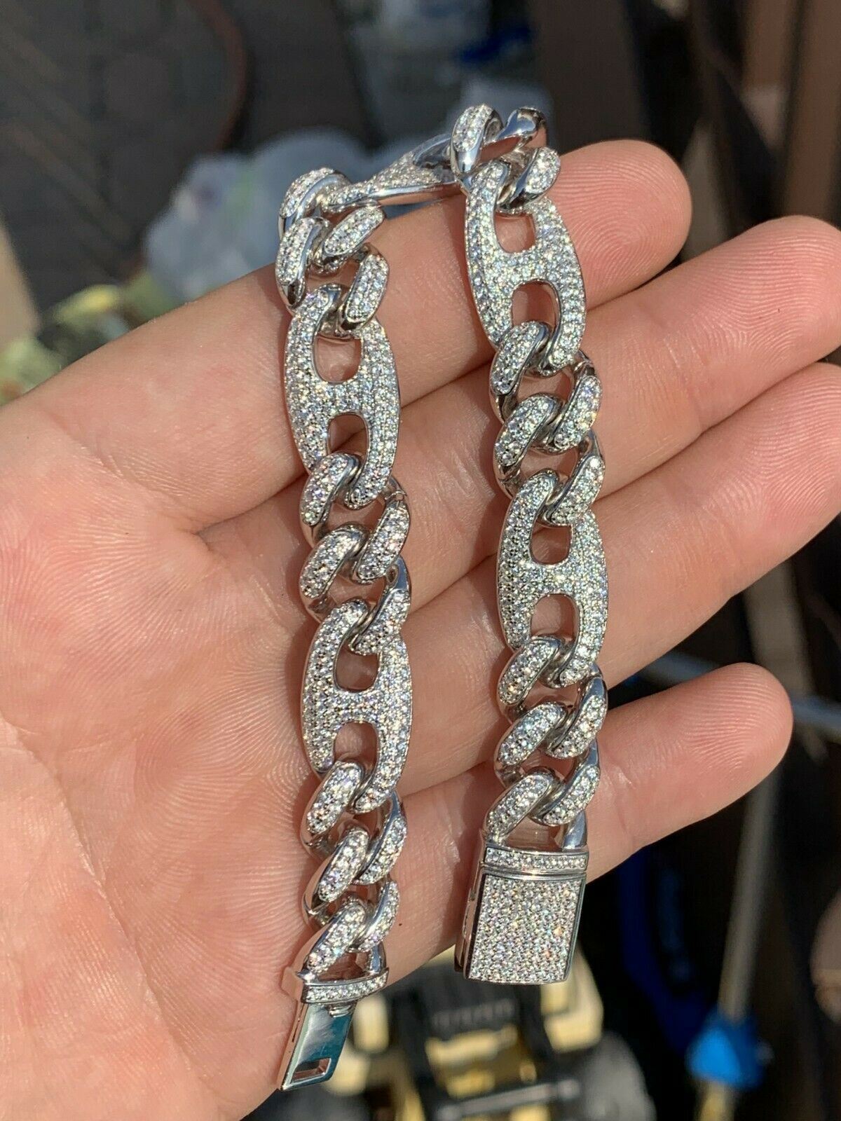 Mens Miami Cuban Iced Gucci Link Bracelet Solid 925 Silver Hip Hop CZ Hip Hop