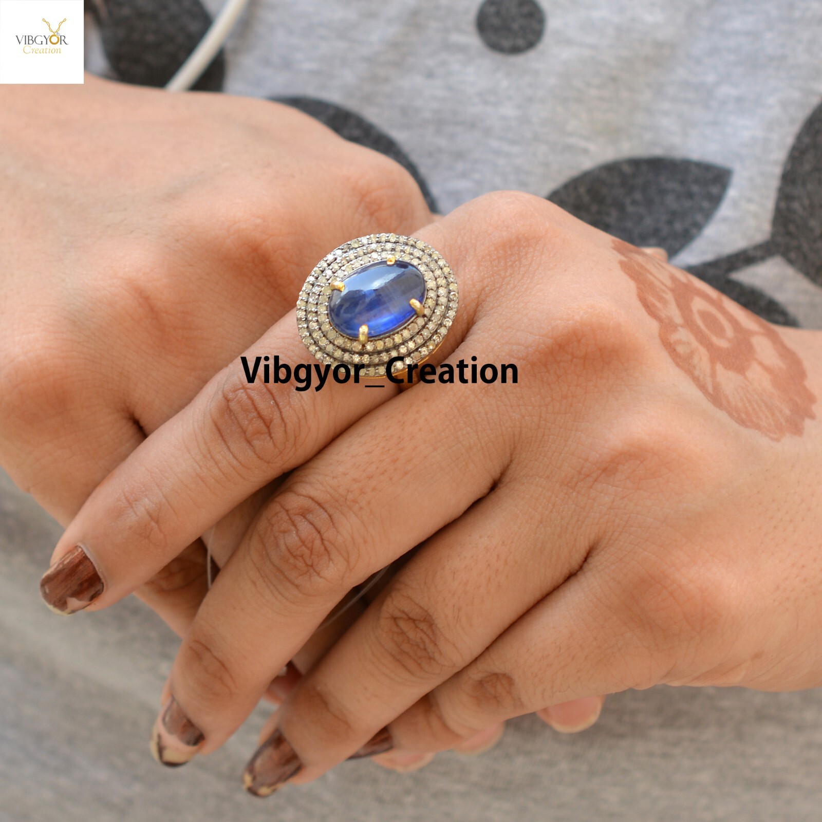 Sale! Tanzanite Gemstone Ring 925 Silver Pave Diamond Jewelry Gold Vermeil Gift