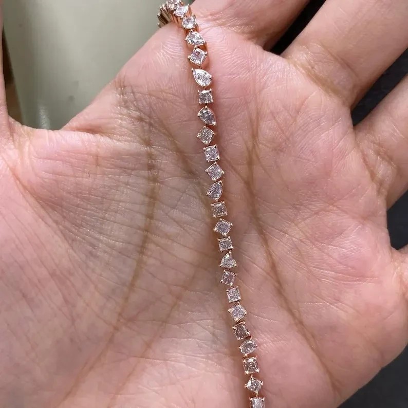 9.5 Ctw Multi-cut Created Diamond Tennis Bracelet 14K Rose Gold Plated 7.5 Inch