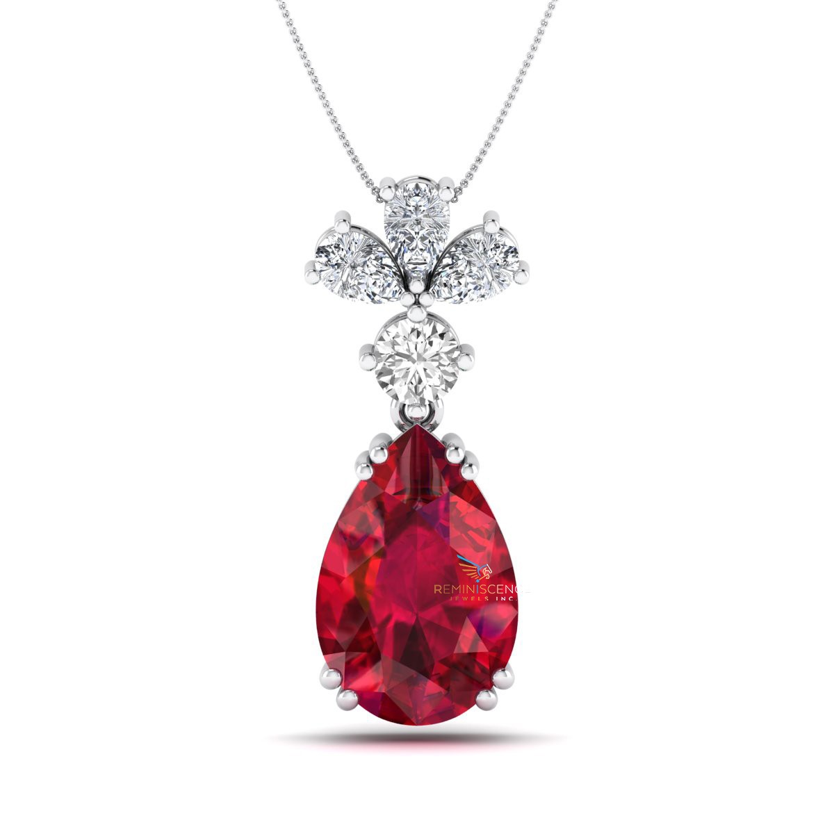 Pear Cut Lab Grown Diamond 14K White Gold Stylish Teardrop Women’s Necklace