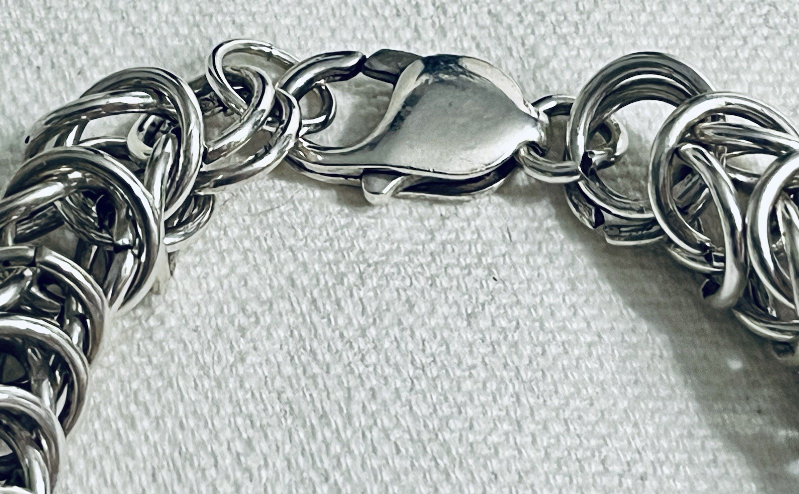 Vintage 925 Sterling Silver Unisex Chainmail Byzantine Bracelet 8.25” Sturdy 40g
