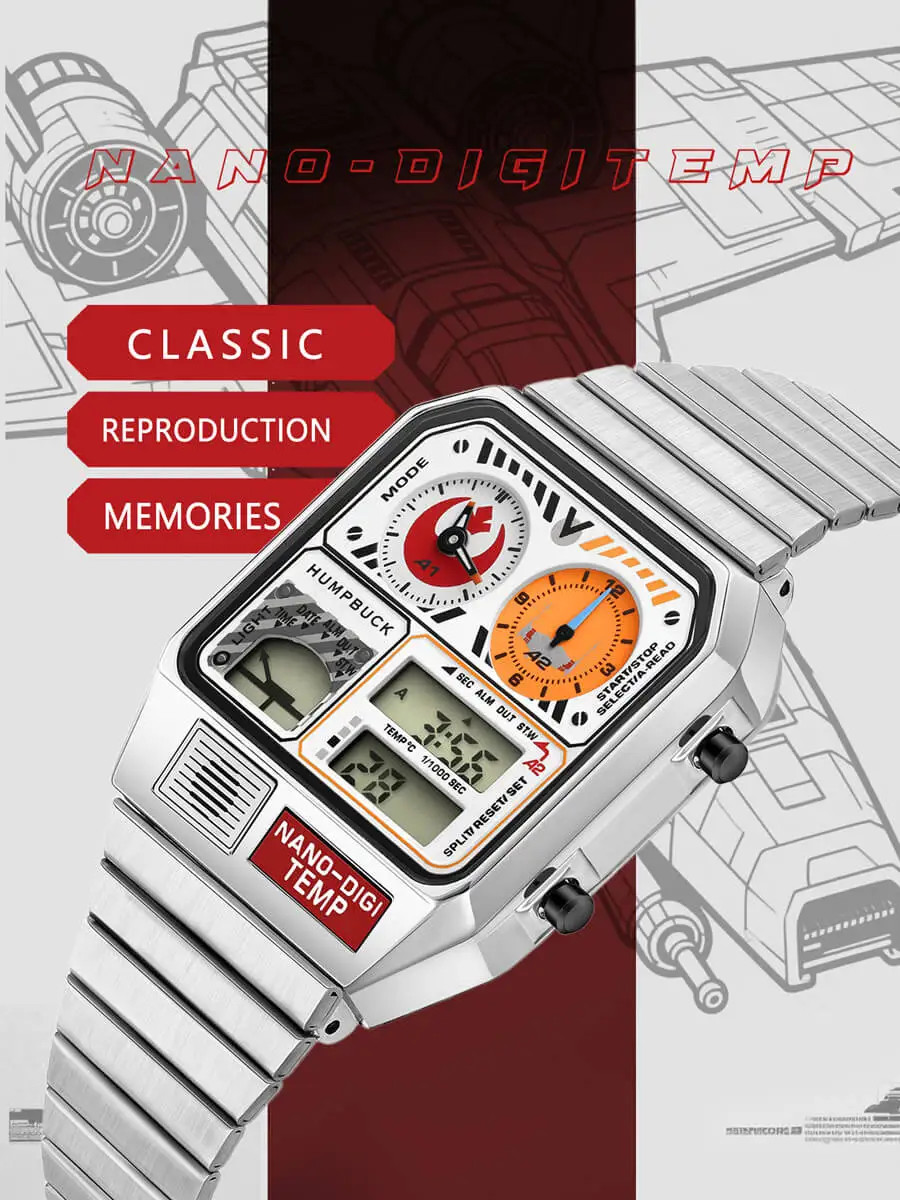 Classic Steel Men’s LED Watch – Digital Display, Temperature & Calendar