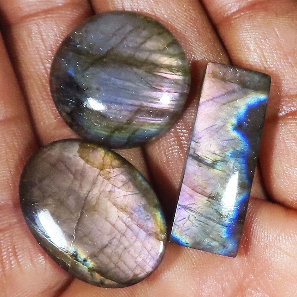 84.05 Ct 100% Natural Labradorite Cabochon 3 PCs Lot Loose Gemstone mg_327
